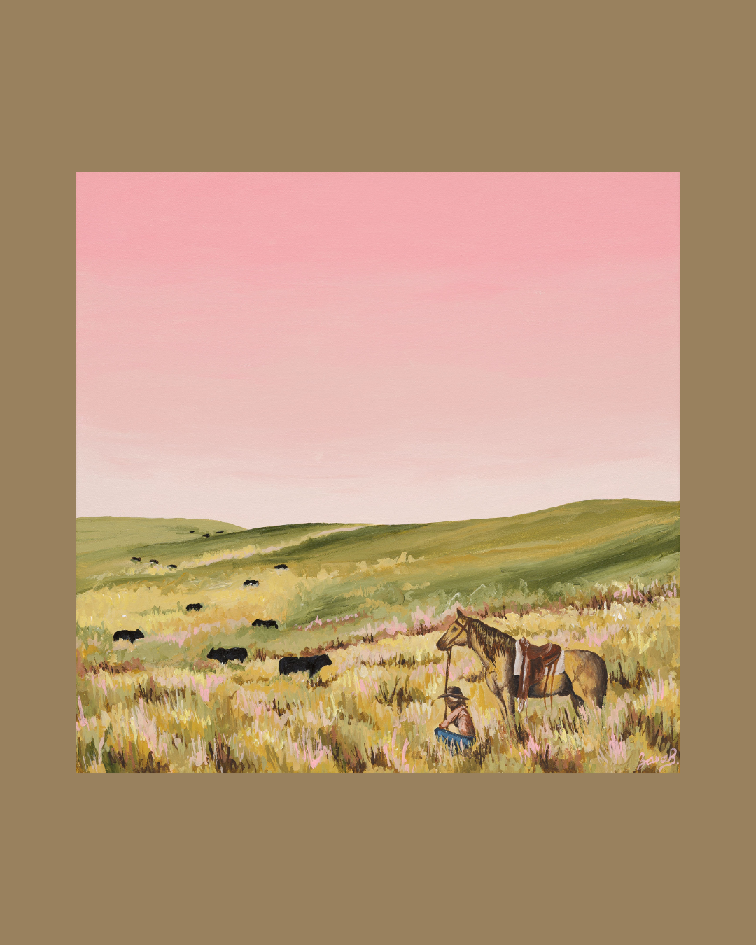 'Waiting Game' Framed 40x40cm Print
