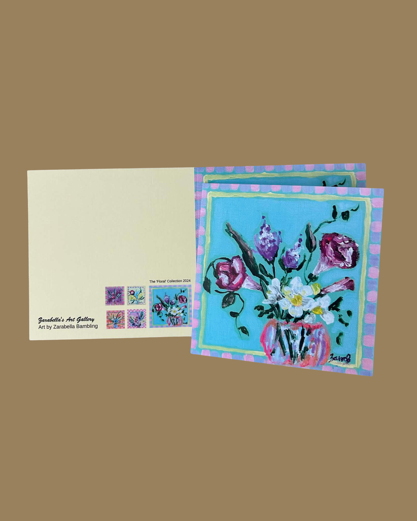 Blue Floral Printed Greeting Card