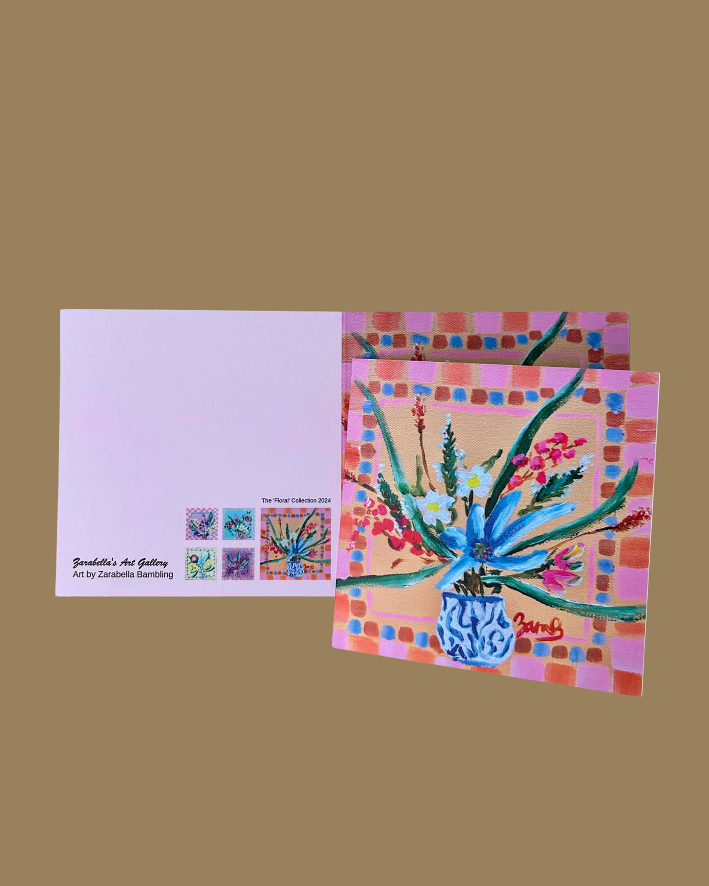 Orange Floral Printed Greeting Card