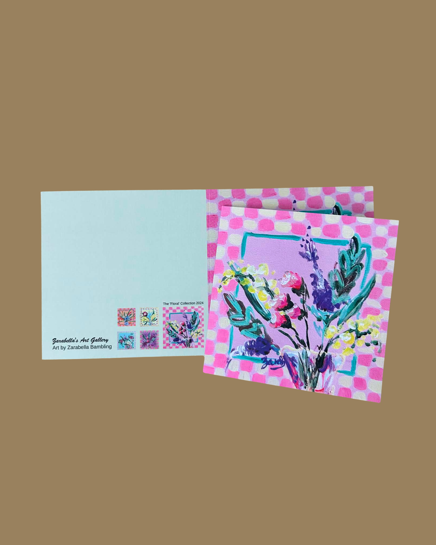 Pink Floral Printed Greeting Card