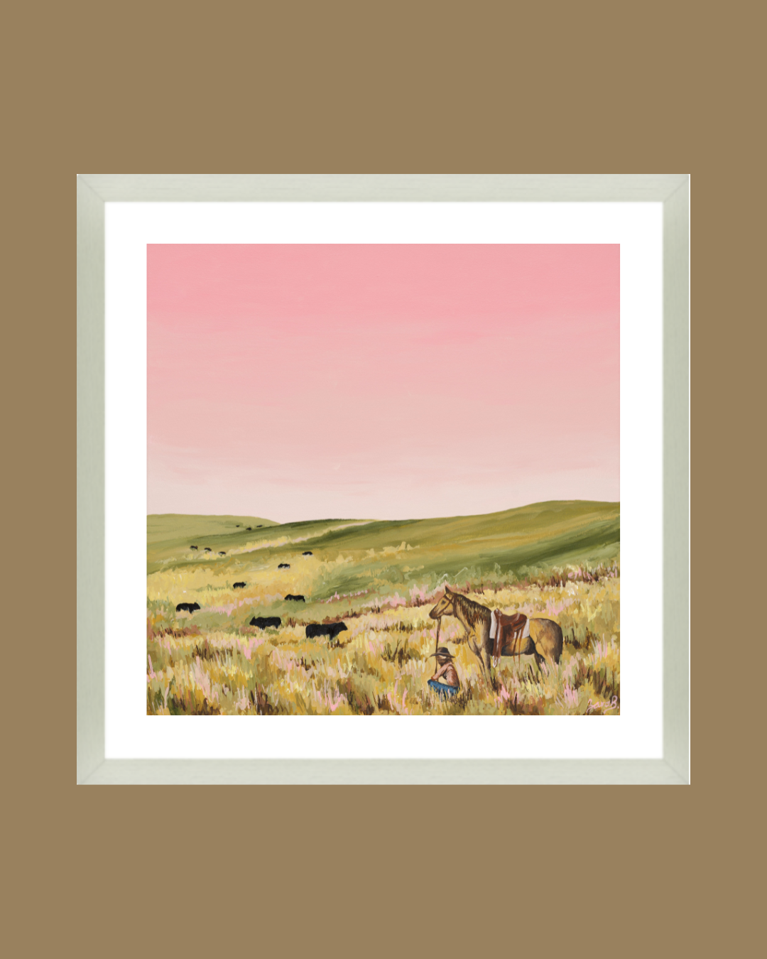 'Waiting Game' Framed 40x40cm Print
