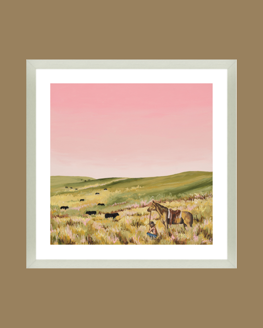 'Waiting Game' Framed 40x40cm Print